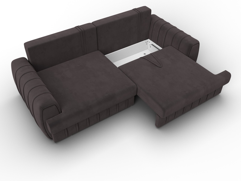 Диван прямой Лига-057 НПБ, Велюр, SEVEN 727 коричневый