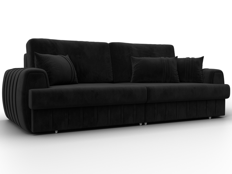 Диван прямой Лига-057 НПБ, Велюр, SEVEN 35 черный