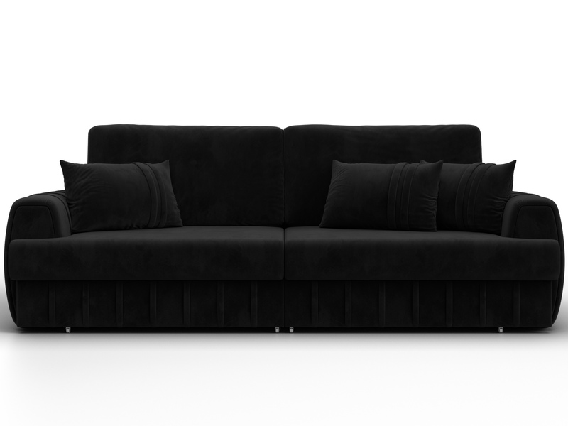 Диван прямой Лига-057 НПБ, Велюр, SEVEN 35 черный