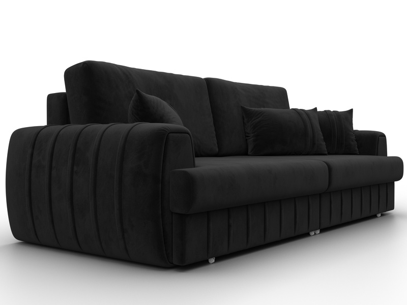 Диван прямой Лига-057 НПБ, Велюр, SEVEN 35 черный