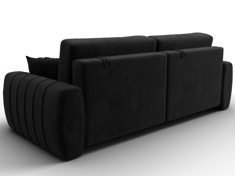 Диван прямой Лига-057 НПБ, Велюр, SEVEN 35 черный