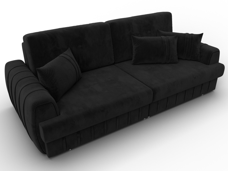 Диван прямой Лига-057 НПБ, Велюр, SEVEN 35 черный