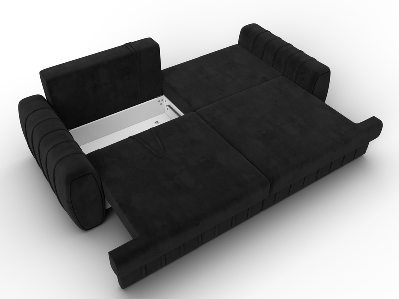 Диван прямой Лига-057 НПБ, Велюр, SEVEN 35 черный