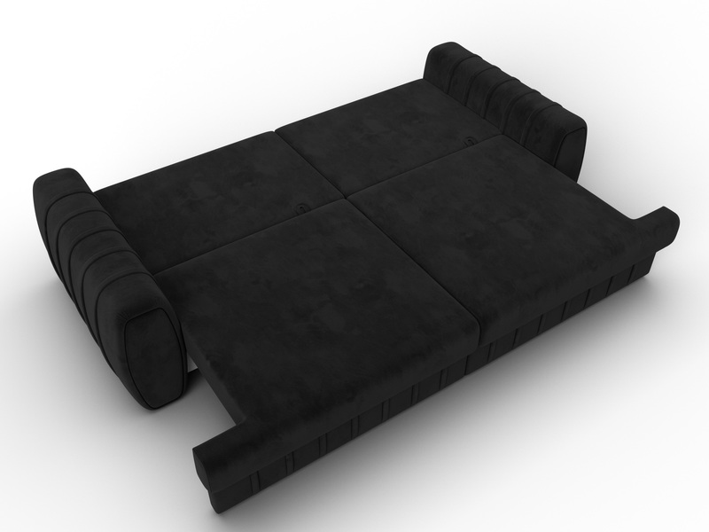 Диван прямой Лига-057 НПБ, Велюр, SEVEN 35 черный