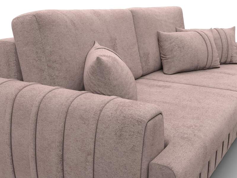 Диван прямой Лига-057 НПБ, Велюр, TOWER 05 бежевый