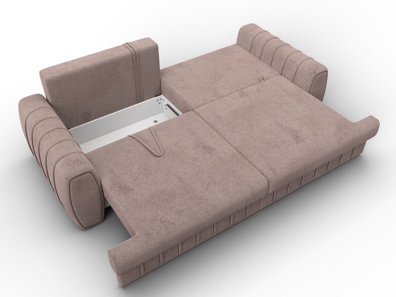 Диван прямой Лига-057 НПБ, Велюр, TOWER 05 бежевый