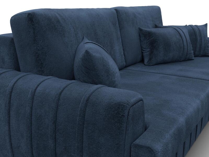 Диван прямой Лига-057 НПБ, Велюр, TOWER 13 синий