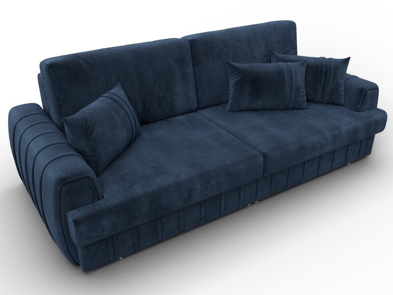 Диван прямой Лига-057 НПБ, Велюр, TOWER 13 синий