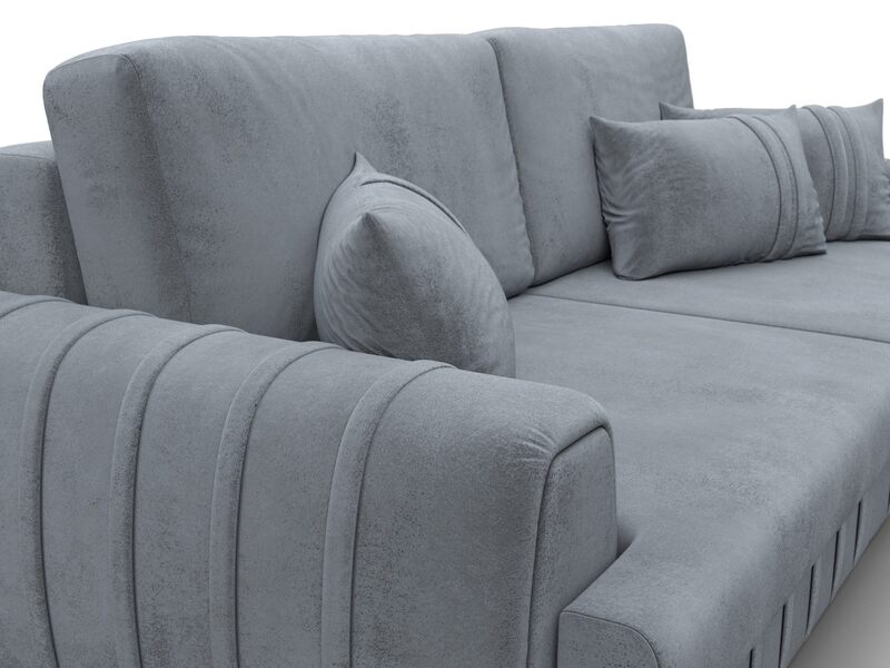 Диван прямой Лига-057 НПБ, Велюр, TOWER 10 серый