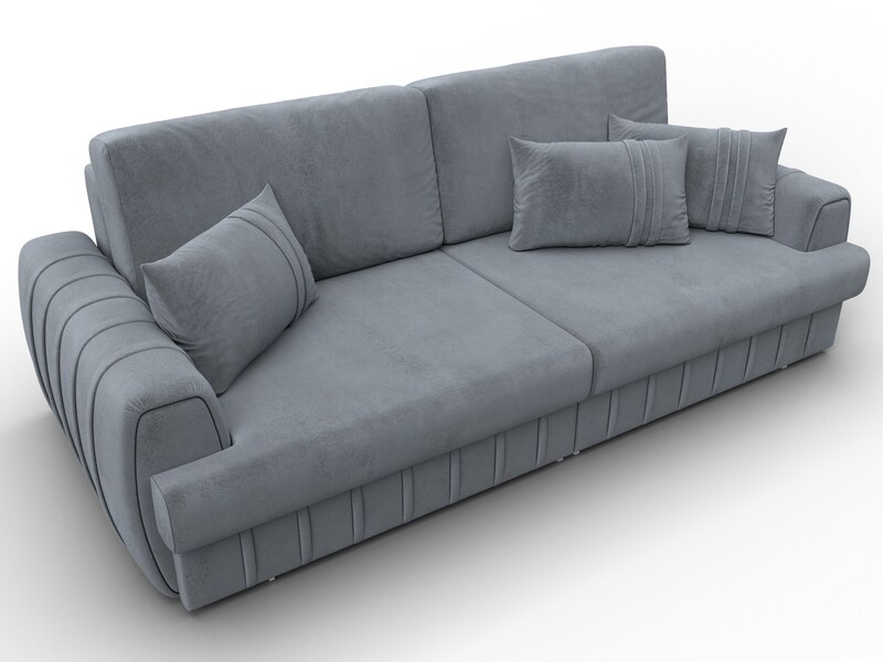 Диван прямой Лига-057 НПБ, Велюр, TOWER 10 серый