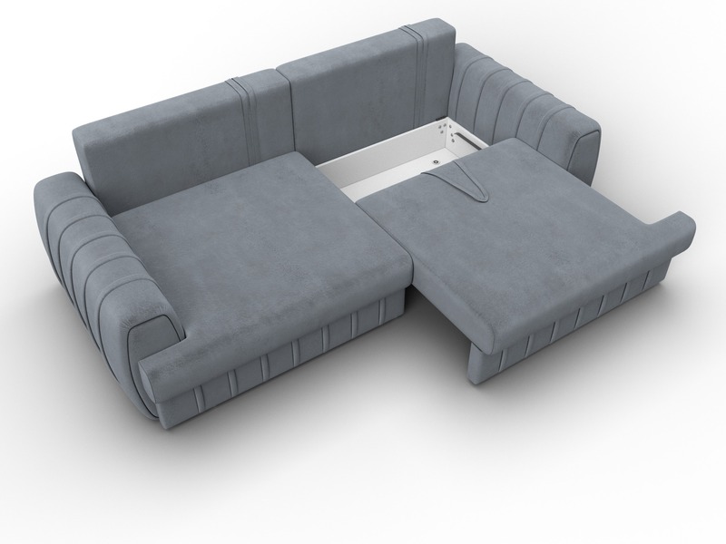 Диван прямой Лига-057 НПБ, Велюр, TOWER 10 серый