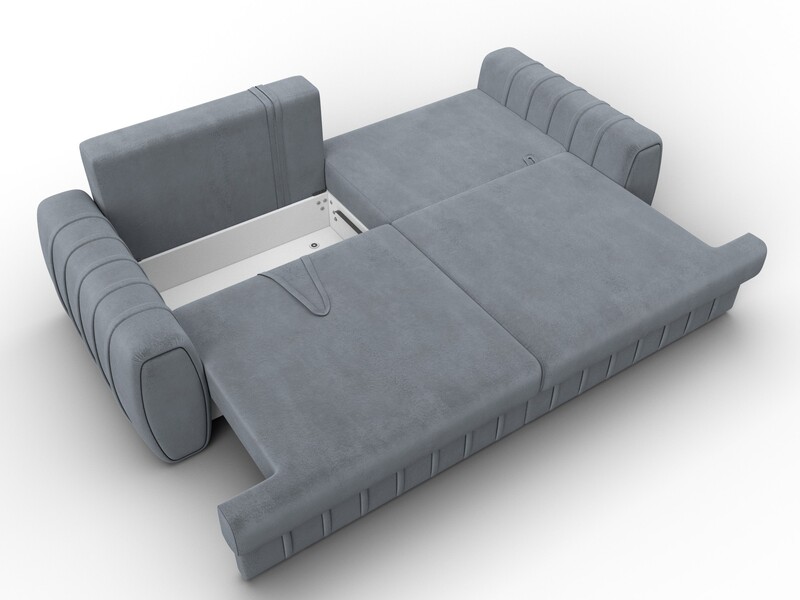 Диван прямой Лига-057 НПБ, Велюр, TOWER 10 серый