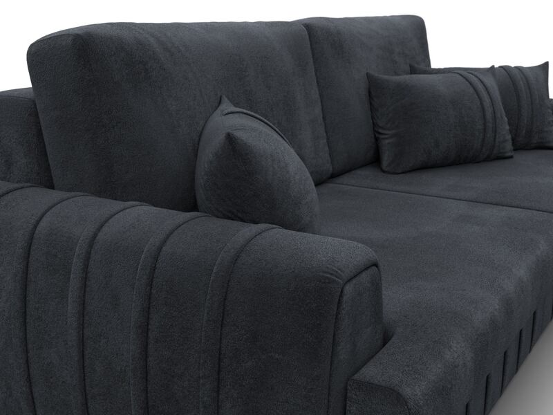 Диван прямой Лига-057 НПБ, Велюр, TOWER 11 темно-серый