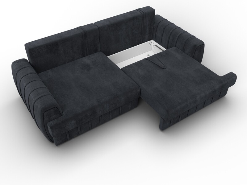 Диван прямой Лига-057 НПБ, Велюр, TOWER 11 темно-серый