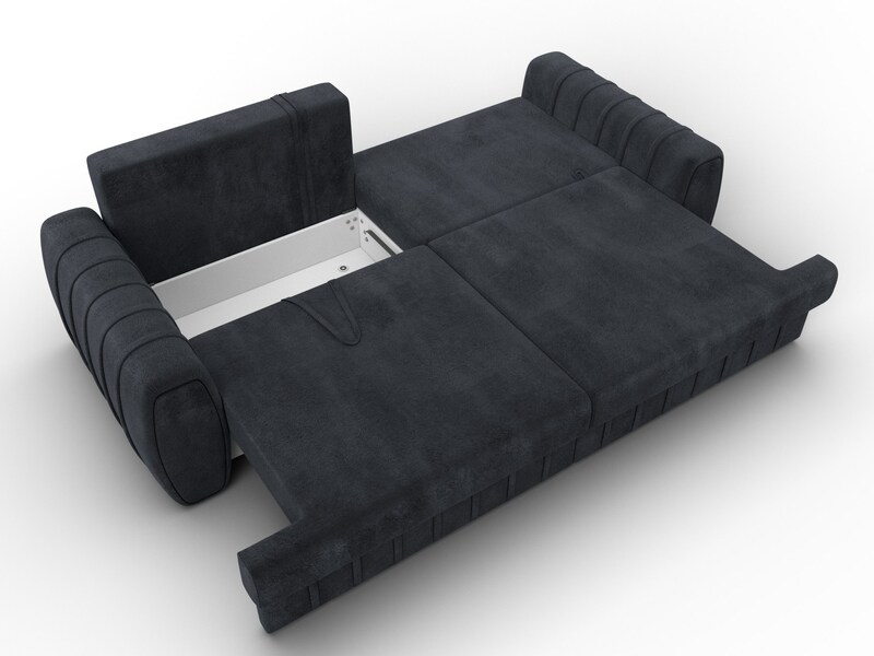 Диван прямой Лига-057 НПБ, Велюр, TOWER 11 темно-серый