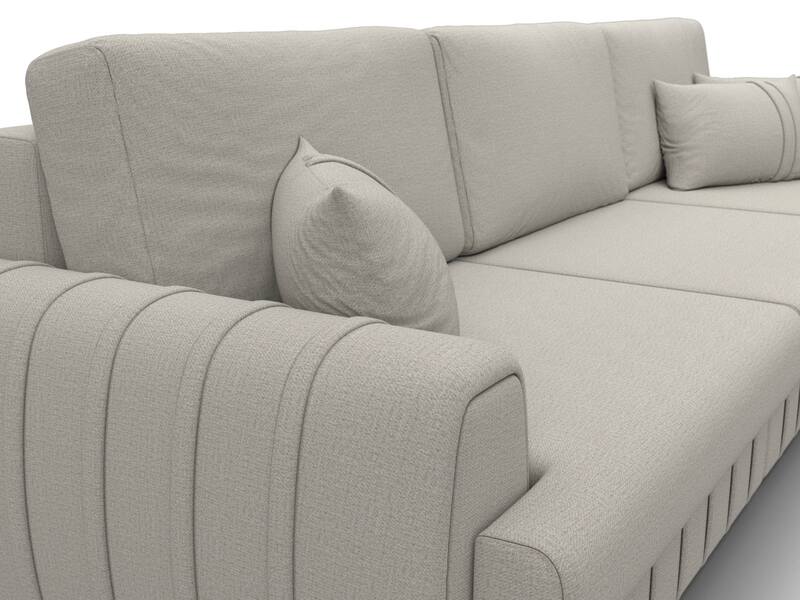 Диван прямой Лига-057 НПБ Лонг, Рогожка, Амур 02 бежевый