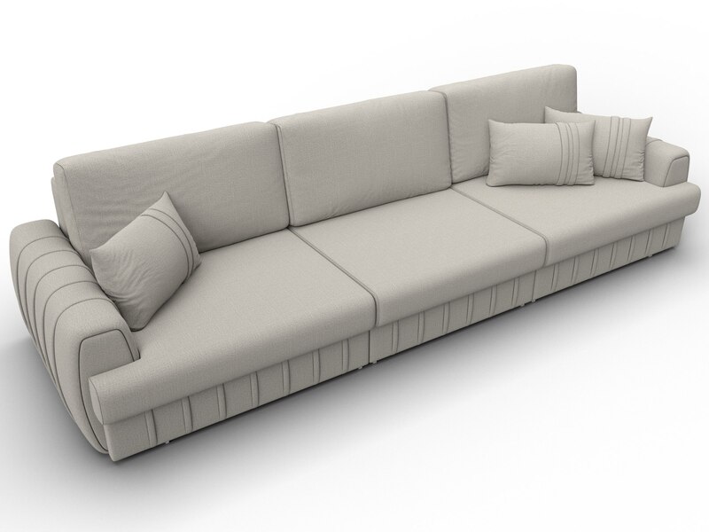 Диван прямой Лига-057 НПБ Лонг, Рогожка, Амур 02 бежевый