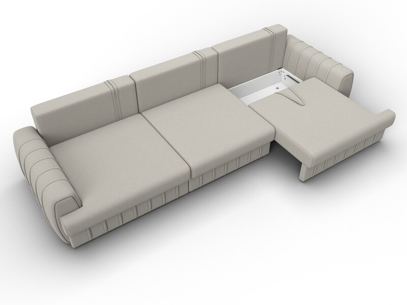 Диван прямой Лига-057 НПБ Лонг, Рогожка, Амур 02 бежевый