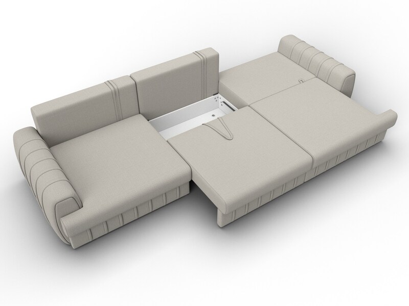 Диван прямой Лига-057 НПБ Лонг, Рогожка, Амур 02 бежевый