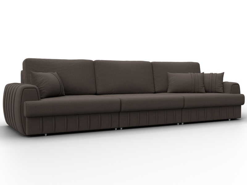 Диван прямой Лига-057 НПБ Лонг, Рогожка, Амур 05 коричневый