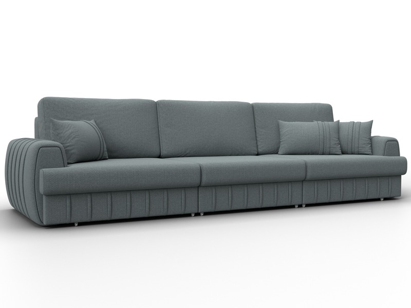 Диван прямой Лига-057 НПБ Лонг, Рогожка, Амур 07 серый