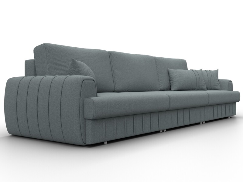 Диван прямой Лига-057 НПБ Лонг, Рогожка, Амур 07 серый