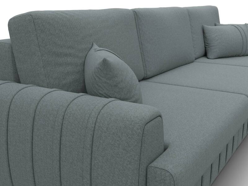 Диван прямой Лига-057 НПБ Лонг, Рогожка, Амур 07 серый