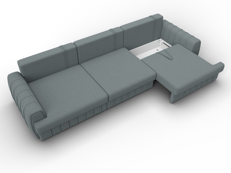 Диван прямой Лига-057 НПБ Лонг, Рогожка, Амур 07 серый