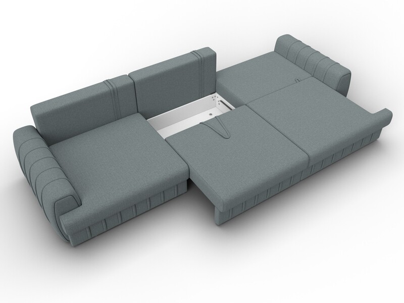 Диван прямой Лига-057 НПБ Лонг, Рогожка, Амур 07 серый