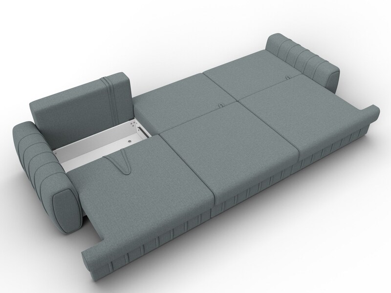 Диван прямой Лига-057 НПБ Лонг, Рогожка, Амур 07 серый