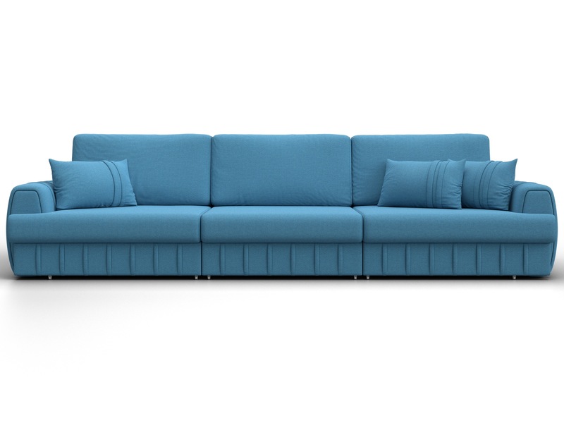 Диван прямой Лига-057 НПБ Лонг, Рогожка, Амур 10 голубой