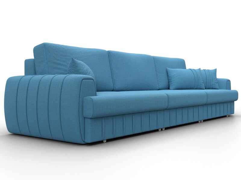 Диван прямой Лига-057 НПБ Лонг, Рогожка, Амур 10 голубой