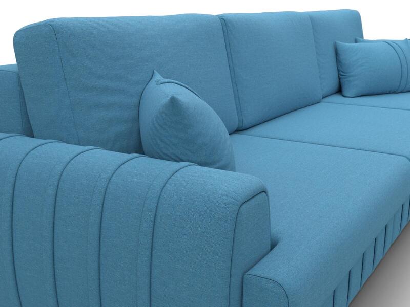 Диван прямой Лига-057 НПБ Лонг, Рогожка, Амур 10 голубой