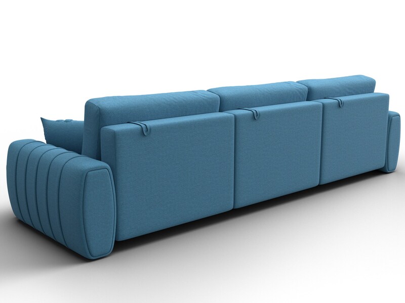 Диван прямой Лига-057 НПБ Лонг, Рогожка, Амур 10 голубой