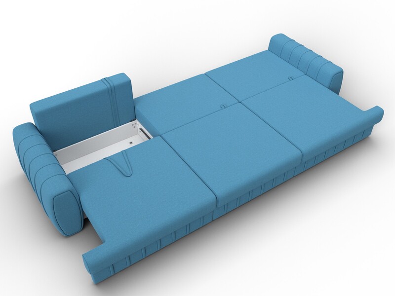 Диван прямой Лига-057 НПБ Лонг, Рогожка, Амур 10 голубой