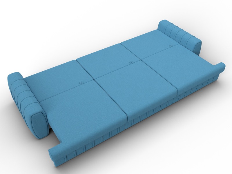 Диван прямой Лига-057 НПБ Лонг, Рогожка, Амур 10 голубой