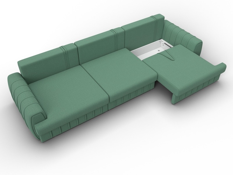 Диван прямой Лига-057 НПБ Лонг, Рогожка, Амур 11 зеленый
