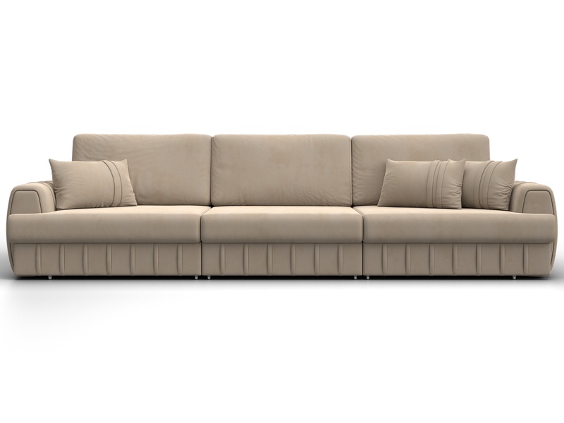 Диван прямой Лига-057 НПБ Лонг, Велюр, SEVEN 729 бежевый