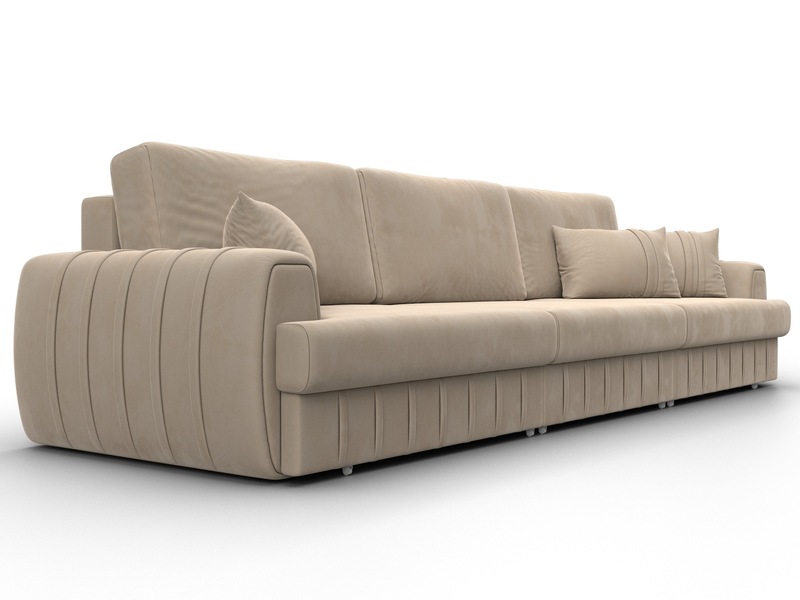 Диван прямой Лига-057 НПБ Лонг, Велюр, SEVEN 729 бежевый