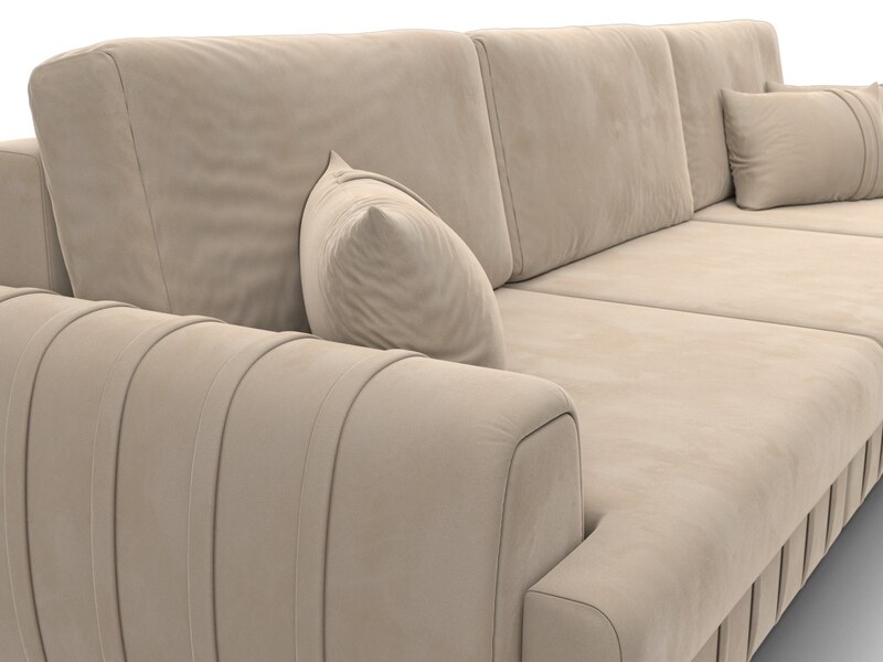 Диван прямой Лига-057 НПБ Лонг, Велюр, SEVEN 729 бежевый