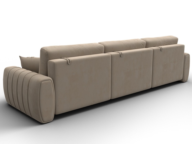 Диван прямой Лига-057 НПБ Лонг, Велюр, SEVEN 729 бежевый