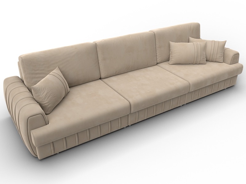 Диван прямой Лига-057 НПБ Лонг, Велюр, SEVEN 729 бежевый