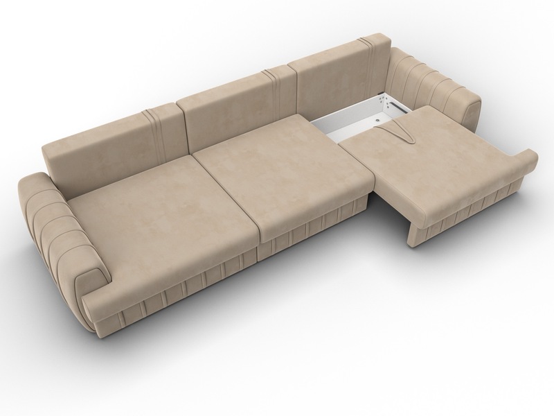 Диван прямой Лига-057 НПБ Лонг, Велюр, SEVEN 729 бежевый