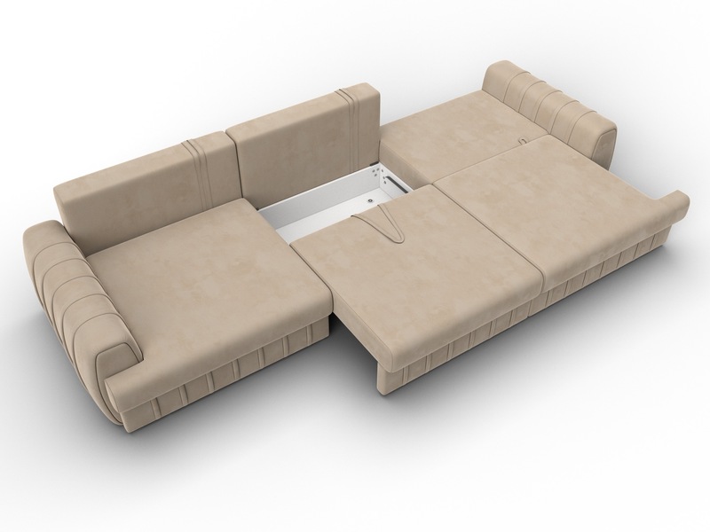 Диван прямой Лига-057 НПБ Лонг, Велюр, SEVEN 729 бежевый