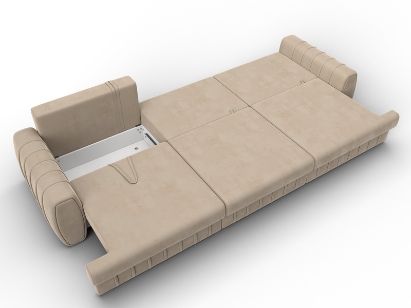 Диван прямой Лига-057 НПБ Лонг, Велюр, SEVEN 729 бежевый