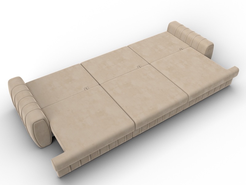 Диван прямой Лига-057 НПБ Лонг, Велюр, SEVEN 729 бежевый