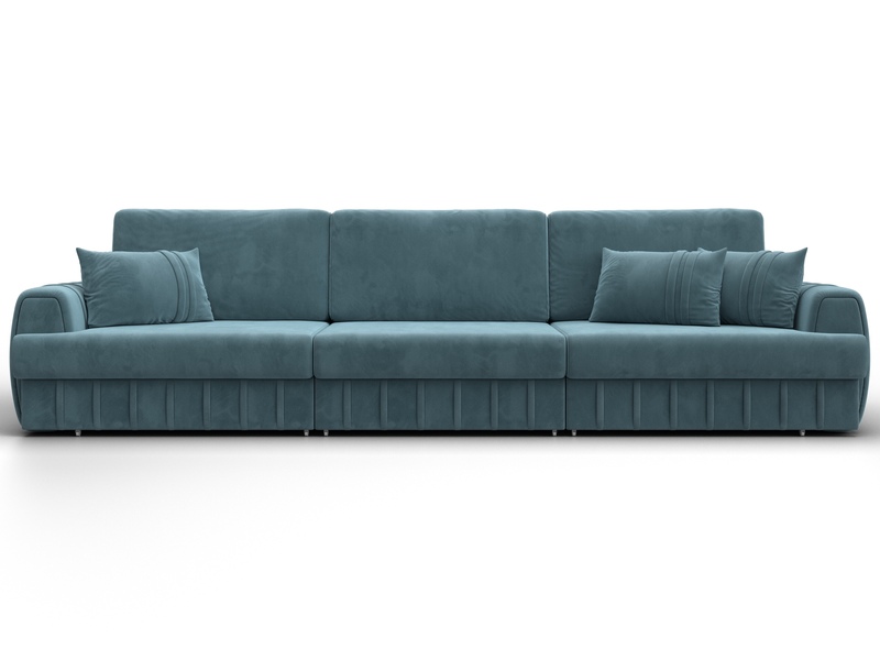 Диван прямой Лига-057 НПБ Лонг, Велюр, SEVEN 113 бирюзовый