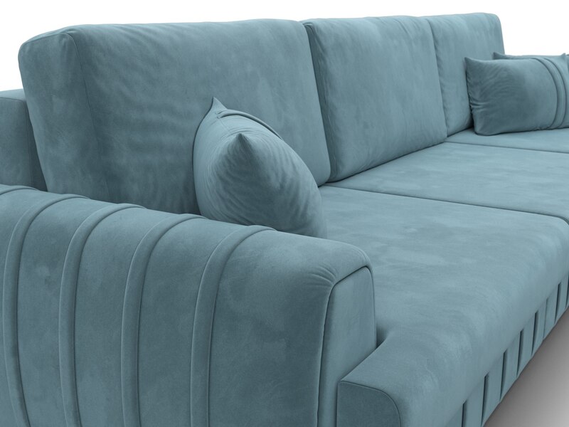 Диван прямой Лига-057 НПБ Лонг, Велюр, SEVEN 113 бирюзовый