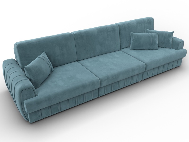 Диван прямой Лига-057 НПБ Лонг, Велюр, SEVEN 113 бирюзовый