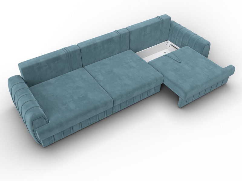Диван прямой Лига-057 НПБ Лонг, Велюр, SEVEN 113 бирюзовый